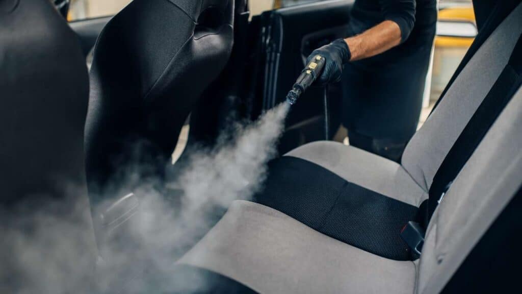 Using a Steam machine to Deep Clean car seat belts
