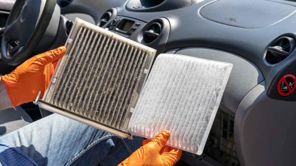 Replace the cabin air filter and clean the air-conditioning duct